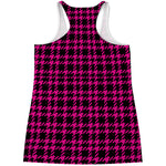 Hot Pink And Black Houndstooth Print Women's Racerback Tank Top