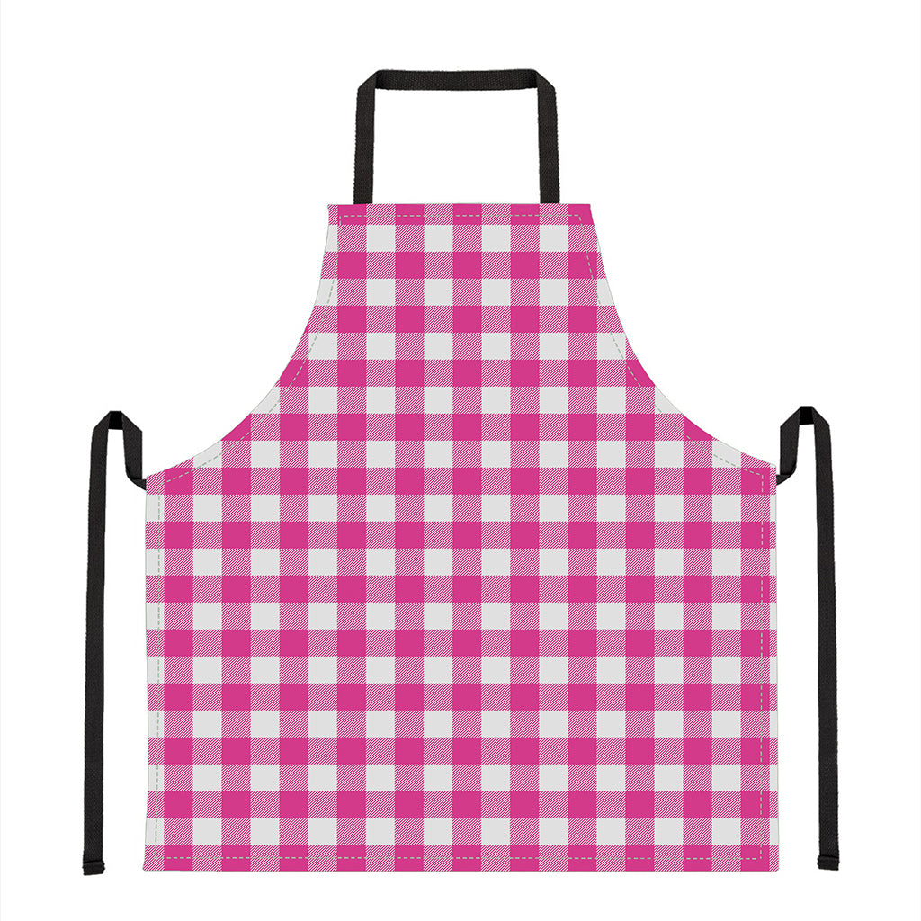 Hot Pink And White Buffalo Check Print Apron