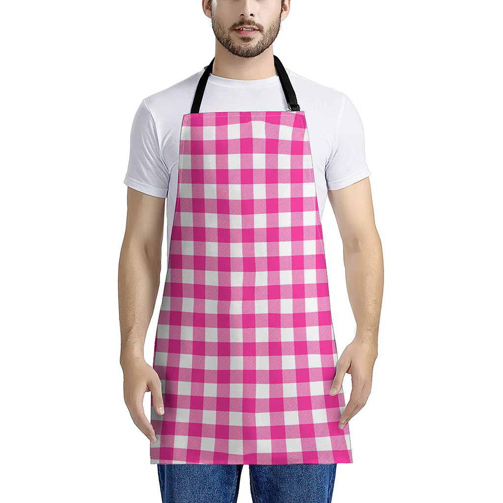 Hot Pink And White Buffalo Check Print Apron