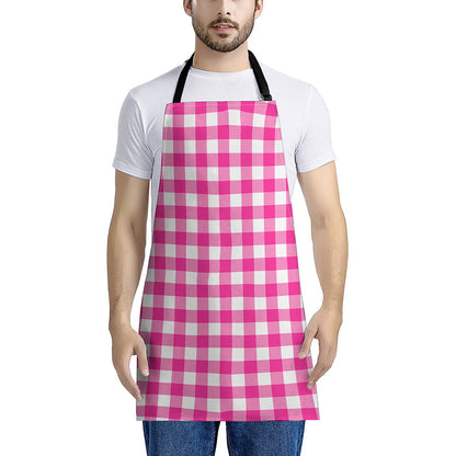 Hot Pink And White Buffalo Check Print Apron