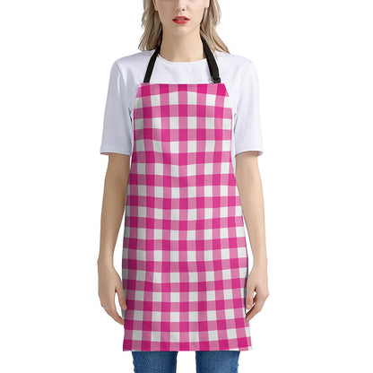 Hot Pink And White Buffalo Check Print Apron