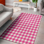 Hot Pink And White Buffalo Check Print Area Rug
