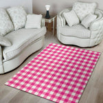 Hot Pink And White Buffalo Check Print Area Rug