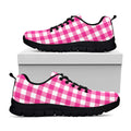 Hot Pink And White Buffalo Check Print Black Running Shoes