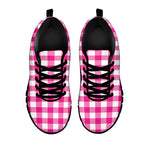 Hot Pink And White Buffalo Check Print Black Sneakers