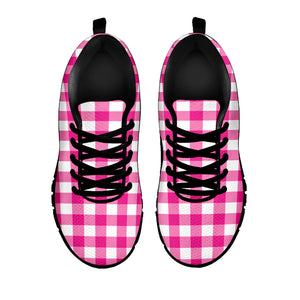 Hot Pink And White Buffalo Check Print Black Sneakers