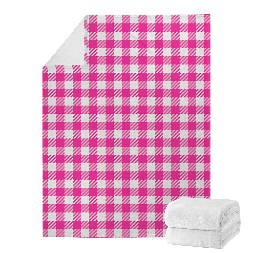 Hot Pink And White Buffalo Check Print Blanket