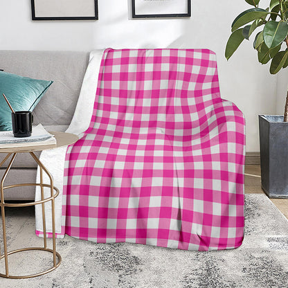 Hot Pink And White Buffalo Check Print Blanket