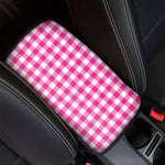 Hot Pink And White Buffalo Check Print Car Center Console Cover