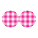 Hot Pink And White Buffalo Check Print Car Coasters