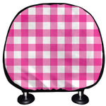 Hot Pink And White Buffalo Check Print Car Headrest Covers