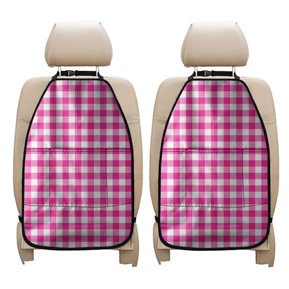Hot Pink And White Buffalo Check Print Car Seat Organizers