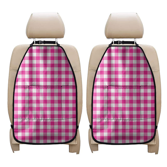 Hot Pink And White Buffalo Check Print Car Seat Organizers
