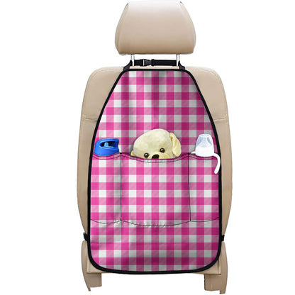 Hot Pink And White Buffalo Check Print Car Seat Organizers