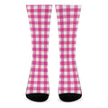 Hot Pink And White Buffalo Check Print Crew Socks
