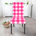Hot Pink And White Buffalo Check Print Dining Chair Slipcover