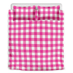 Hot Pink And White Buffalo Check Print Duvet Cover Bedding Set