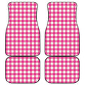 Hot Pink And White Buffalo Check Print Front and Back Car Floor Mats