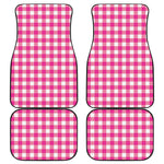Hot Pink And White Buffalo Check Print Front and Back Car Floor Mats