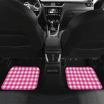 Hot Pink And White Buffalo Check Print Front and Back Car Floor Mats