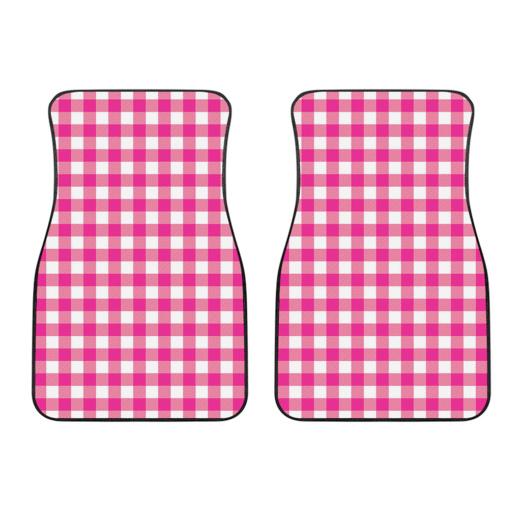 Hot Pink And White Buffalo Check Print Front Car Floor Mats