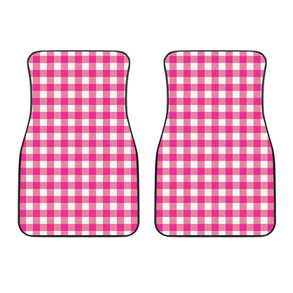 Hot Pink And White Buffalo Check Print Front Car Floor Mats