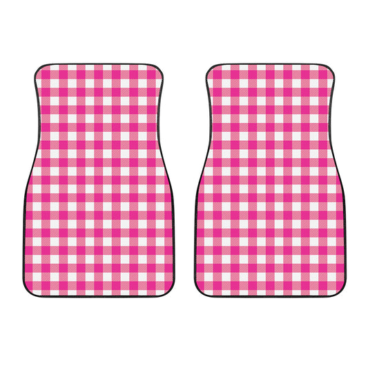 Hot Pink And White Buffalo Check Print Front Car Floor Mats