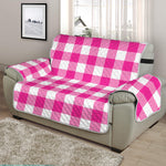 Hot Pink And White Buffalo Check Print Half Sofa Protector