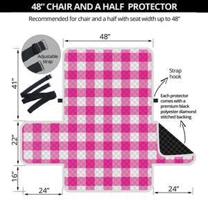 Hot Pink And White Buffalo Check Print Half Sofa Protector