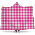 Hot Pink And White Buffalo Check Print Hooded Blanket