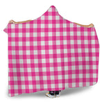 Hot Pink And White Buffalo Check Print Hooded Blanket
