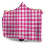 Hot Pink And White Buffalo Check Print Hooded Blanket