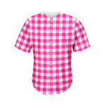 Hot Pink And White Buffalo Check Print Men's Baseball Jersey