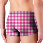 Hot Pink And White Buffalo Check Print Men's Boxer Briefs