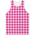 Hot Pink And White Buffalo Check Print Men's Tank Top