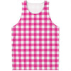 Hot Pink And White Buffalo Check Print Men's Tank Top