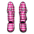 Hot Pink And White Buffalo Check Print Muay Thai Shin Guards