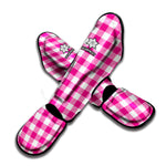 Hot Pink And White Buffalo Check Print Muay Thai Shin Guard