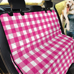Hot Pink And White Buffalo Check Print Pet Car Back Seat Cover