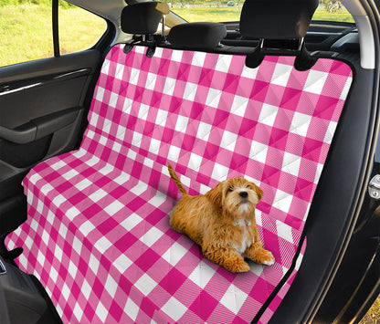 Hot Pink And White Buffalo Check Print Pet Car Back Seat Cover