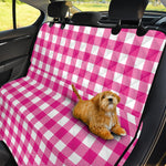 Hot Pink And White Buffalo Check Print Pet Car Back Seat Cover