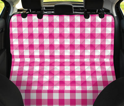 Hot Pink And White Buffalo Check Print Pet Car Back Seat Cover