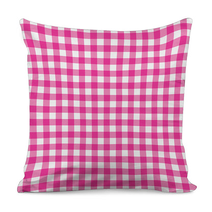 Hot Pink And White Buffalo Check Print Pillow Cover