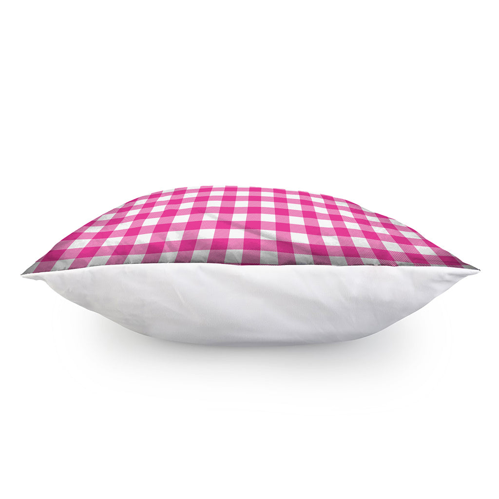 Hot Pink And White Buffalo Check Print Pillow Cover