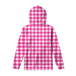 Hot Pink And White Buffalo Check Print Pullover Hoodie