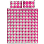 Hot Pink And White Buffalo Check Print Quilt Bed Set