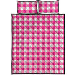 Hot Pink And White Buffalo Check Print Quilt Bed Set