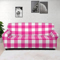 Hot Pink And White Buffalo Check Print Sofa Cover