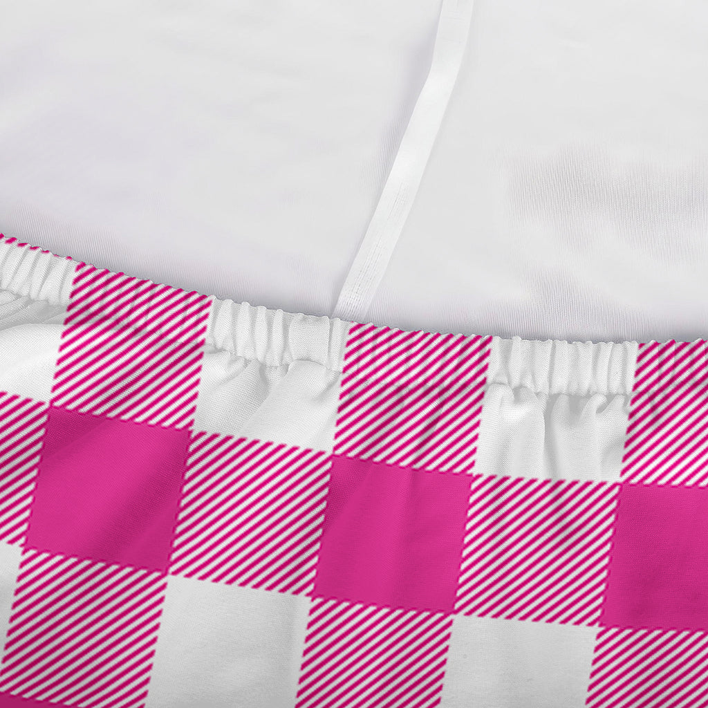 Hot Pink And White Buffalo Check Print Sofa Cover