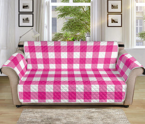 Hot Pink And White Buffalo Check Print Sofa Protector